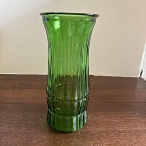 Vintage E.O. Brody Ribbed Green Ribbed Glass 8 1/2" Vase